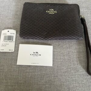 COACH Black Grey Zip Wristlet